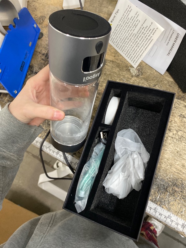 Photo 1 of **FOR PARTS ONLY/ NON-FUNCTIONAL*** Hydrogen Water Bottle - Portable, Rechargeable, LED Timer, Aluminum and Glass, 5000 PPB Hydrogen in 10 Minutes, 340ml Capacity, for Travel, Sports, Home, Office(Grey)