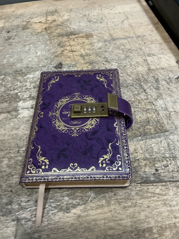 Photo 1 of *LOCKED OPEN* Vintage Leather Journal Notebook with Combination Lock, Diary with lock for girls, Diary for girls, Diary book with lock, A5 Embossed Flower Secret