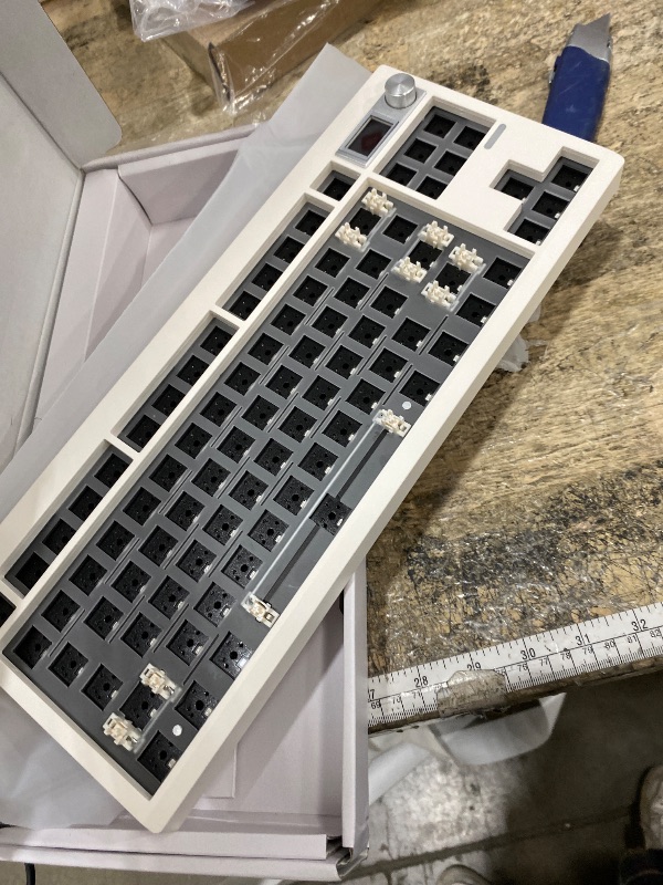 Photo 1 of ZMX GMK87 Keyboard Barebones Kit,Gasket Mount Hot Swap PCB Triple Mode BT5.0/2.4G/Type-C Wireless Mechanical Keyboard with Knob VIA-Programmable Custom TFT-Screen RGB Gaming DIY Kit (White)