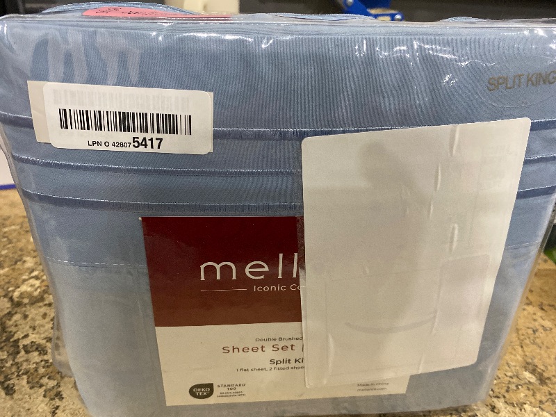Photo 2 of Mellanni Split King Sheets Set - 5 PC Iconic Collection Bedding - Hotel Luxury, Extra Soft, Cooling Bed Sheets - Wrinkle, Fade, Stain Resistant (Split King, Blue Hydrangea)