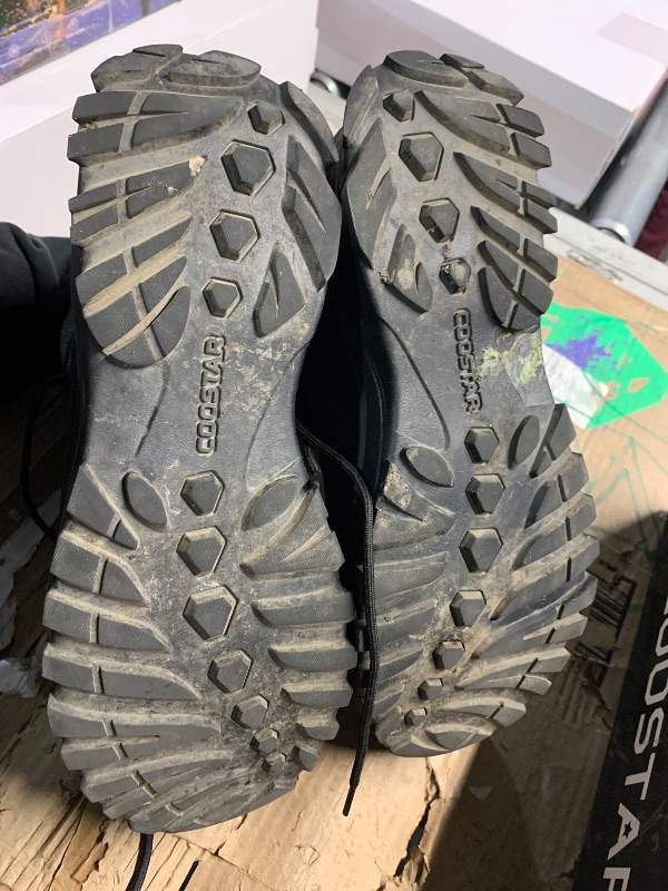 Photo 1 of ***(HEAVILY USED/ MINOR DAMAGE)***Coostar Tactical Boots for Men Lightweight Military Combat Boot Side Zipper Motorcycle Hiking Work Boots Waterproof 8 Inches Black Size 10.5