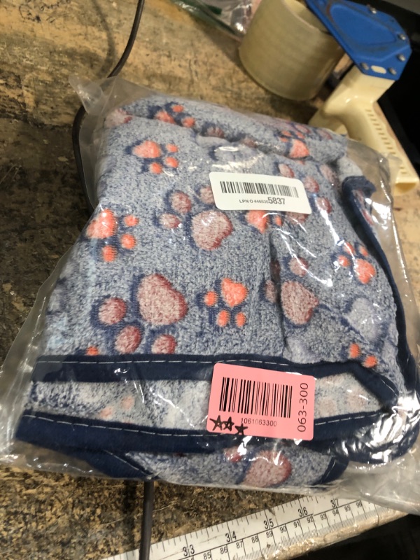Photo 1 of 1 Pack 3 Blankets Super Soft Fluffy Premium Fleece Pet Blanket Flannel Paw Printed Throw for Dog Puppy Cat (Medium 30x20'', Beige, Grey, Navy)