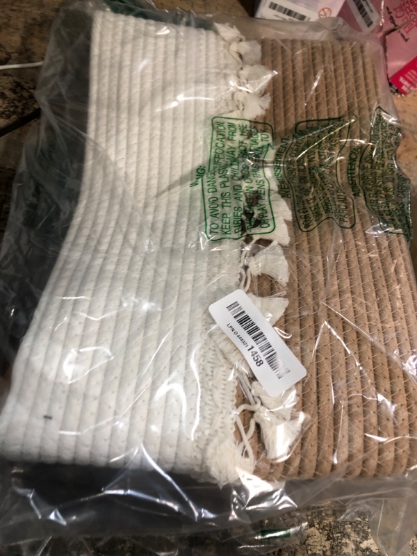 Photo 1 of 2 Pack Storage Basket for Shelves, Boho Cotton Rope Storage Bins with Heavy Tassel, Shelf Baskets Large Woven Baskets for Organizing, Cube Organizer Bins, Baby Laundry Basket for Clothes, Toys, Pets