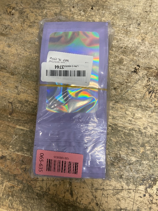 Photo 1 of 100 Pieces Smell Proof Mylar Resealable Bags, Holographic Packaging Bags, Resealable Odor Foil Pouch Zip Bag with Clear Window for Food Storage and Lipgloss, Jewelry Lash (Purple, 3.5 x 6.3 Inch)