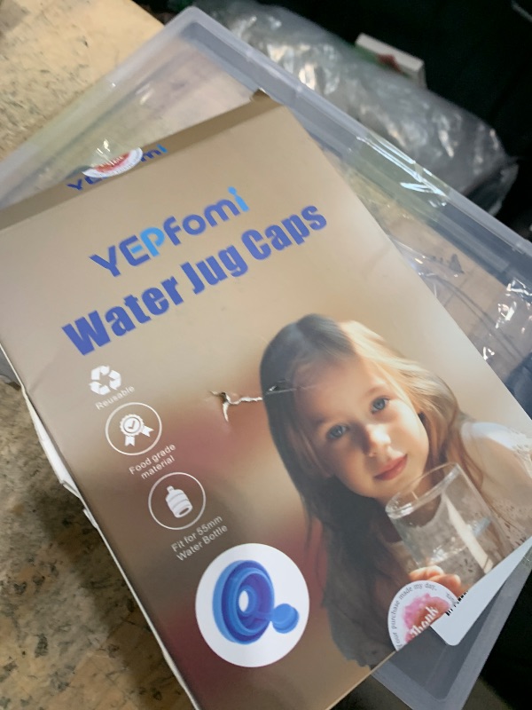 Photo 1 of (2 PACK) YEPfomi Reusable 5 Gallon Water Jug Caps, Food Grade Silicone Material 2/3/5 Gallon Water Bottle Caps Jug Lid for Water Dispenser Water Pump (2)