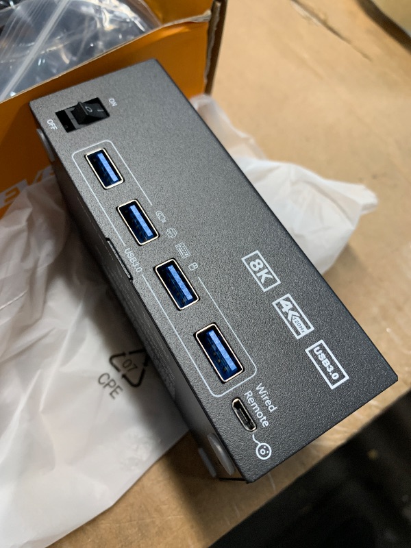 Photo 1 of (used) HDMI+2Displayport KVM Switch 3 Monitors 3 Computers 8K@60Hz 4K@144Hz,Triple Monitor KVM Switches with 4 USB3.0 Port for USB