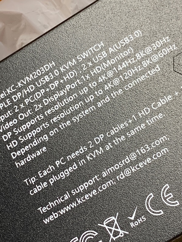 Photo 1 of (used) HDMI+2Displayport KVM Switch 3 Monitors 3 Computers 8K@60Hz 4K@144Hz,Triple Monitor KVM Switches with 4 USB3.0 Port for USB
