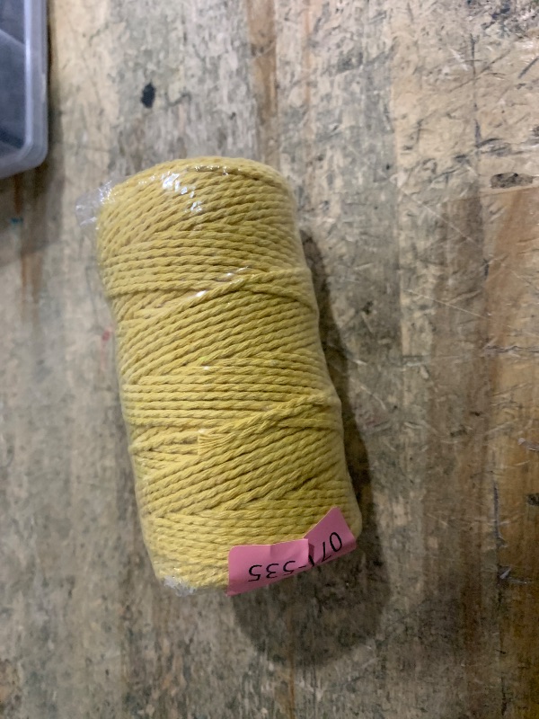 View 2 of (109 Yards/1.5mm/35 Colors Optional) Cotton Baker Twine DIY Craft Macramé Natural Cotton Rope Craft Making Knitting String Rope DIY Wedding Decor Supply Christmas Wrapping (Yellow)