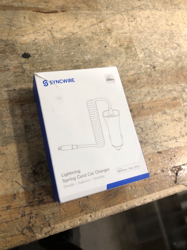 Photo 1 of [Apple MFi Certified] Syncwire iPhone Car Charger 32W Super Fast Car Phone Charger Cigarette Lighter USB Car Adapter with Build-in 5FT Coiled Lightning Cable for Apple iPhone 14/13/12/11/XR/Max, iPad