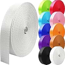 Photo 1 of **PLEASE READ DESCRIPTION*** PerkHomy 1mm Thin Webbing, 1" & 1.5" & 2" Wide Lightweight Strong Durable Strap for Bags Lawn Chair Gear Crafting Repairing Indoor or Outdoor Max 550/600/650 Lbs(White Grey, 1" x 10 yds) AND
Mauproy 1-1/2 Inch Wide Red Satin R