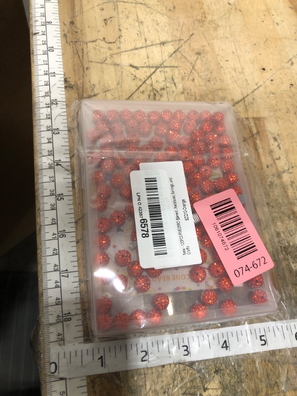Photo 1 of 120PCS FIVEIZERO Rhinestone Beads for Jewelry Making, 10mm Orange Shiny Round Sparkle Crystal Clay Bead Bulk Sparkly Baseball Necklace Beads for Bracelets and DIY Crafts