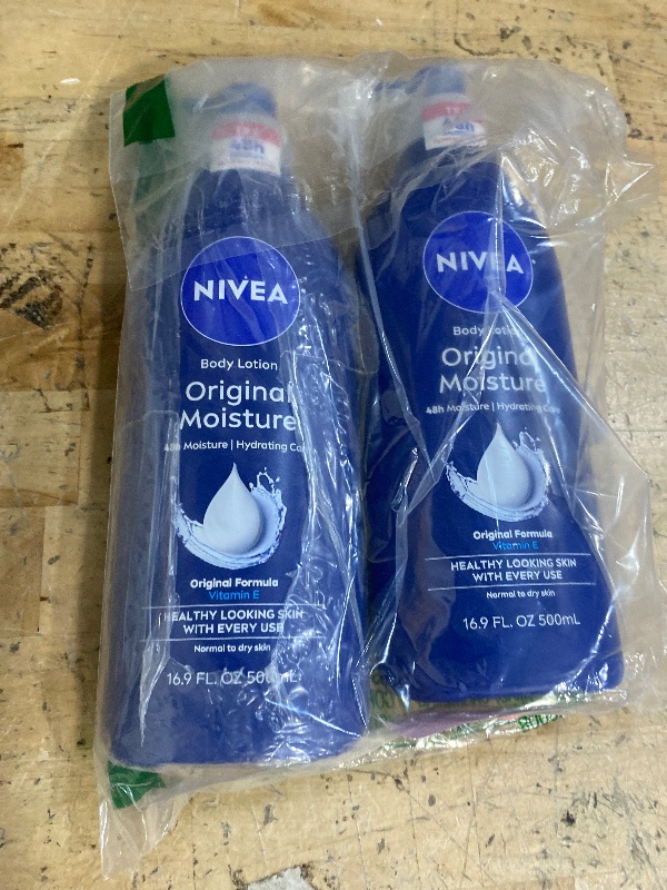 Photo 1 of  2 NIVEA Original Moisture Body Lotion with Vitamin E, 48-Hour Body Moisturizer for Normal to Dry Skin, 16.9 Fl Oz Pump Bottle