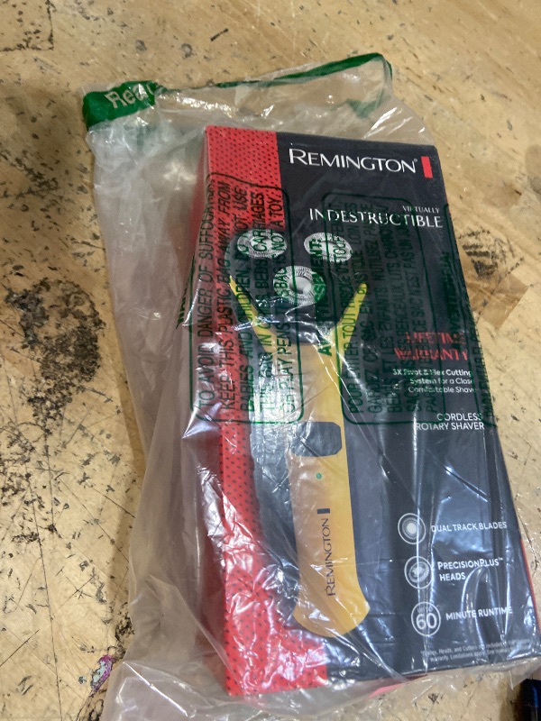 Photo 1 of ***(HEAVILY USED/ MINOR DAMAGE/ MISSING POWER CORD/ UNABLE TO TEST)***
Remington Virtually Indestructible Rotary Shaver 5100, Electric Razor for Men, 100% Waterproof Design, Yellow