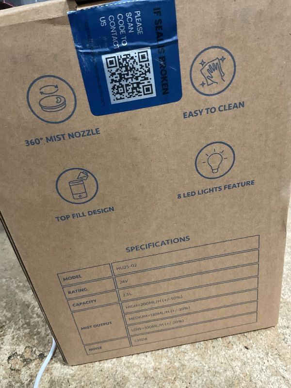 Photo 1 of (used)(see images) Everlasting Comfort 2.5L Top Fill Humidifiers for Bedroom - Quiet Easy to Fill & Clean, 24HR Runtime, Night Lights, Timer
