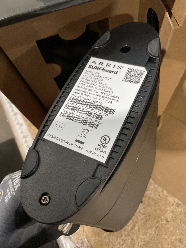 Photo 1 of ARRIS (G18) - Cable Modem Router Combo - Fast DOCSIS 3.1 Multi-Gigabit WiFi 6 (AX1800), Approved for Comcast Xfinity, Cox, Spectrum & More