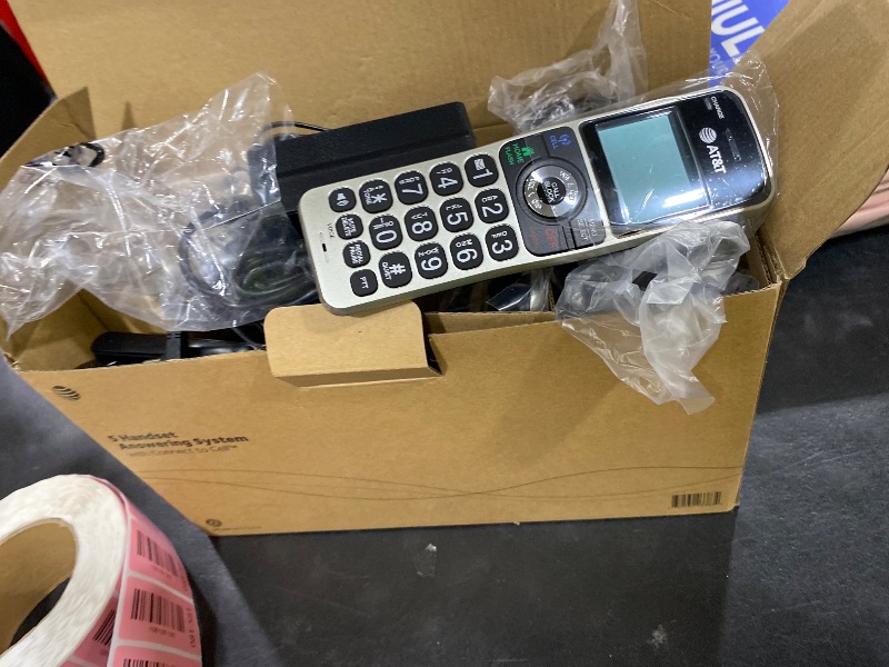 Photo 1 of AT&T Cordless Phone 5 Handset with Bluetooth, Landline Phones for Home, Answering System, Smart Call Blocker, DECT 6.0 Extended Range, 2" Backlit Screen, Lighted Keypad with Big Buttons, BL3107-5