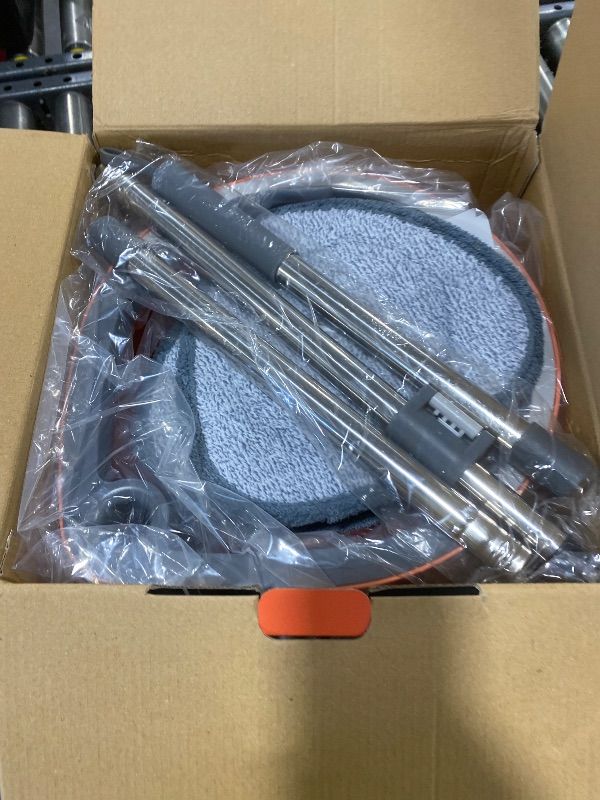 Photo 1 of WAYLANDTS Spin Mop & Tear Drop Bucket Set with 3 Pads - Dual Compartment Design for Clean & Dirty Water, 360° Swivel Mop Head, Built-in Scrubbing Brush, Stainless Steel Handle