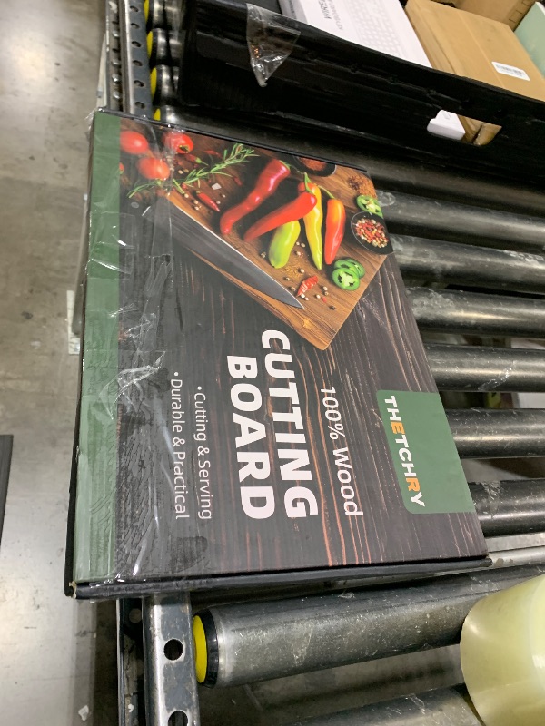 Photo 1 of THETCHRY Cutting Boards for Kitchen, Checkered Cutting Board Upgraded, Acacia Wood Chopping Board with Juice Grooves & Handles, Large Butcher Block Serving Tray with Gift Box, 16.5" x 11.6" x 0.8"