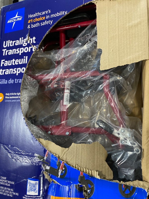 Photo 1 of Medline Ultralight Transport Chair, Red