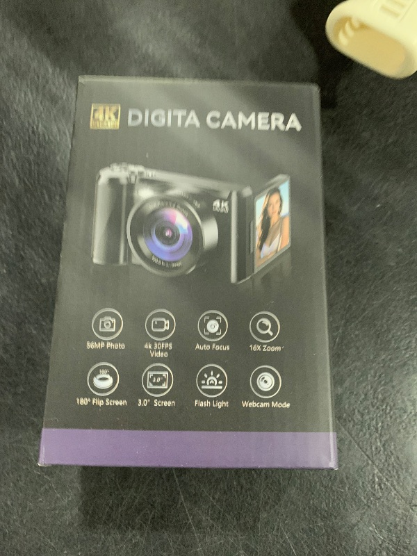 Photo 1 of 4K Digital Camera for Photography- 56MP Autofocus Vlogging Camera with 3" 180° Flip Screen, 16X Zoom, Flash- Digital Point and Shoot Camera for Travel & Home- Portable Gift for Teens & Beginners