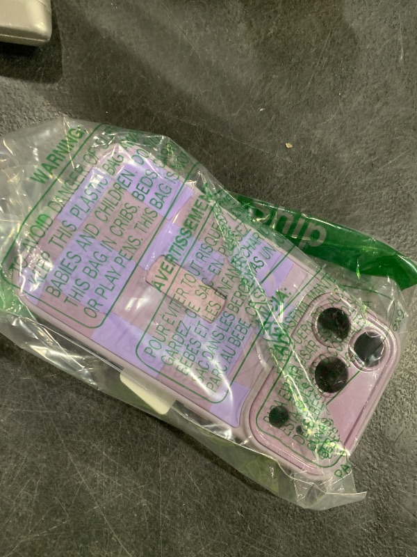 Photo 1 of KANGHAR Compatible with iPhone 17 Pro Case, Support for MagSafe, Silicone Checkered Cute Pattern, Wristband Kickstand Camera Protection Soft Slim Cover for Girls Women -Purple