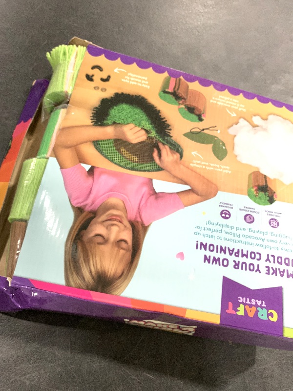 Photo 1 of **MISSING PIECES** LatchKits Avocado Pillow - Latch Hook Kits for Kids, Arts and Crafts, Yarn Art, Kids Crafts, Toys for Girls, Birthday Gift for Girls, Easy to Follow Pattern, Hook Included, Craft Kits, Ages 6+