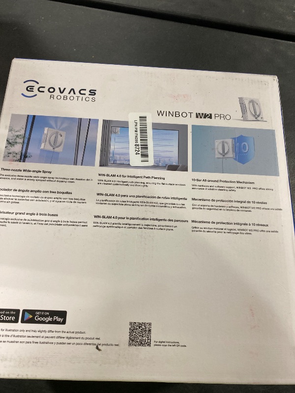 Photo 1 of ECOVACS WINBOT W2 PRO Window Cleaning Robot, 3 Nozzles Water Sprayer, 10-Level Protection, Win-SLAM 4.0 Path Planning, Steady-Climbing, Edge Detection, App Control