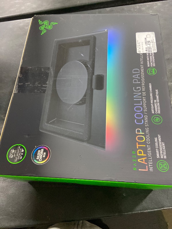 Photo 1 of Razer Laptop Cooling Pad: Adaptive Smart - Intelligent Fan Control - Airtight Pressure Chamber - Fits Most Laptops & Macbooks 14” to 18" - Preset & Custom Fan Curves - 3 Port USB Type A - Chroma RGB