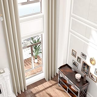 Photo 1 of Blackout Extra Long Curtain 14ft Length,Triple Weave Energy Saving Thermal Insulated Solid Grommet Drape for 2 Story House, Great Room,High Ceiling(Ivory,1 Panel,52 x 168 Inch)
