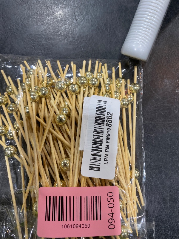 Photo 1 of 100PCS Fancy Toothpicks for Appetizers, 4.7 Inch Gold Bead Bamboo Skewers for Appetizers, Cocktail Picks for Drinks, Sandwich Fruit Charcuterie Party Decorations
