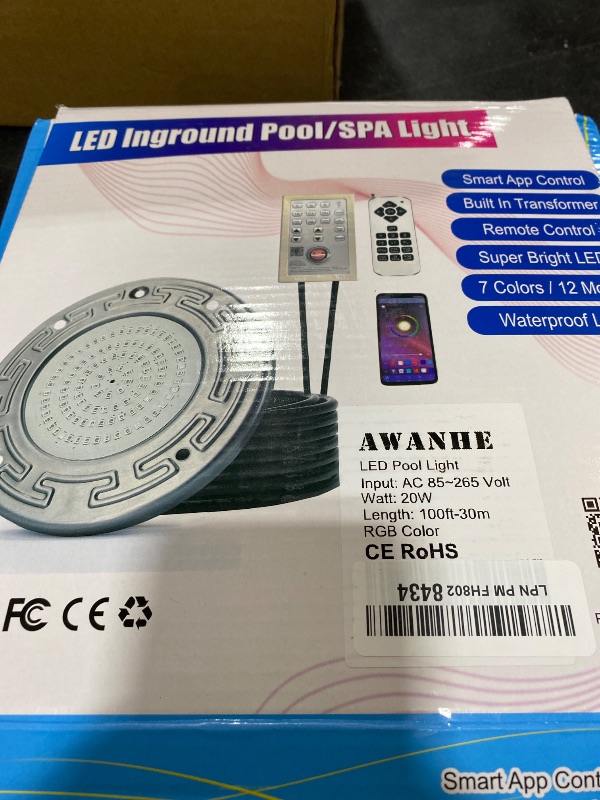 Photo 1 of Pool Lights for Inground Pool, 20W 6 Inch LED Inground Pool Light with Controller, Remote and APP Control for Wet Niche, Color Changing Underwater Swimming Pool Lights with 100 Foot Cord