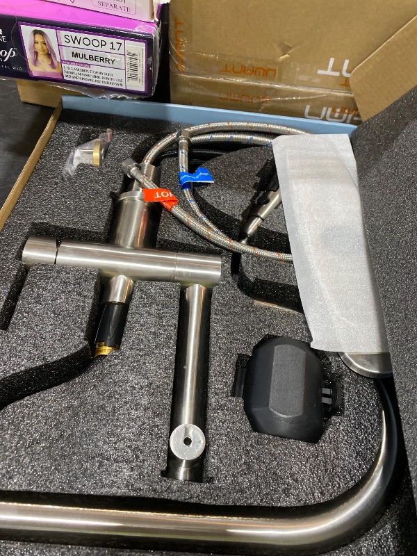 Photo 1 of FEELSO Kitchen Faucets with Filtered, Stainless Steel Filter Kitchen Faucet with Pull Down Sprayer Reduces Lead, Chlorine, Bad Taste & Odor,High Arc Kitchen Sink Faucet 1 or 3 Hole for Farmhouse