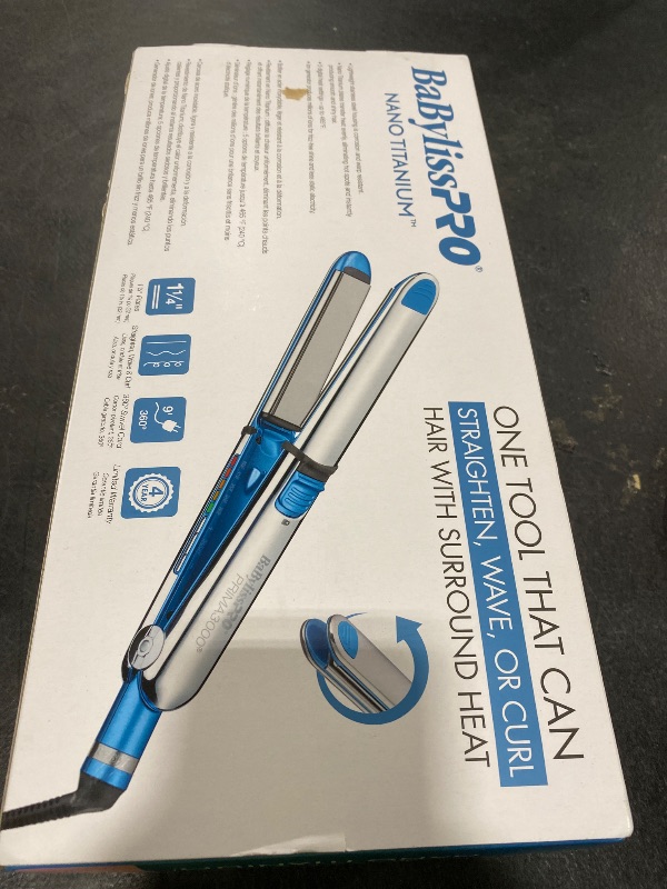 Photo 1 of BabylissPRO Nano Titanium Prima Ionic Hair Straightener, Curl and Straighten Hair With One Professional Tool, Blue
