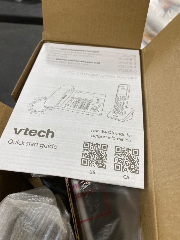 Photo 1 of VTech VG208 DECT 6.0 Corded/Cordless Phone for Home with Answering Machine, Call Blocking, Caller ID, Large Backlit Display, Duplex Speakerphone, Intercom, Line-Power(Silver/Black)