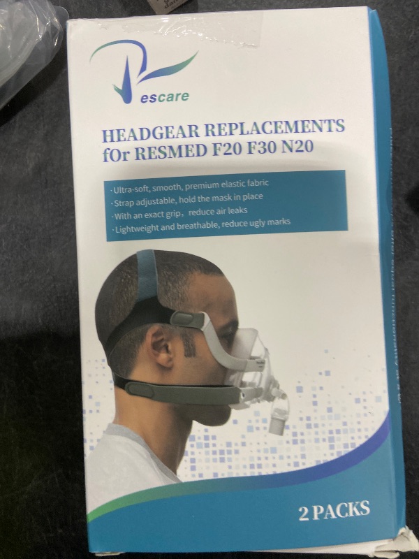 Photo 1 of 2 Packs F20 Replacement Headgear Compatible with F20 Full-face Mask, Include 4 Magnetic Clips+2 Packs Headgear Hanger (Large)