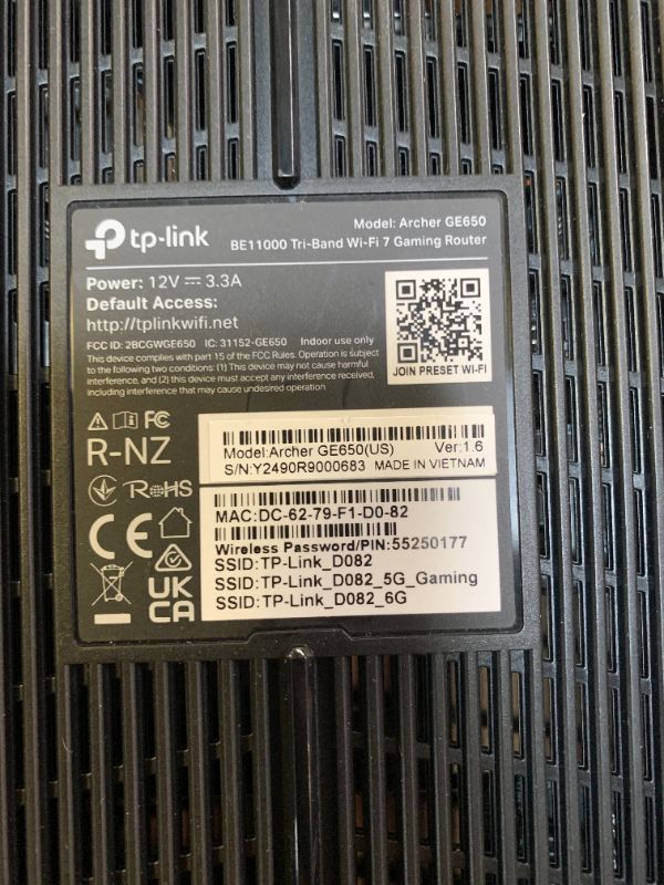 Photo 1 of TP-Link Tri-Band BE11000 Wi-Fi 7 Gaming Router Archer GE650 | 6-Stream 11 Gbps supports 320MHz | 2×5G + 3×2.5G Ports USB 3.0 | Game Acceleration, Dedicated Gaming Port & Panel, RGB Lighting|HomeShield