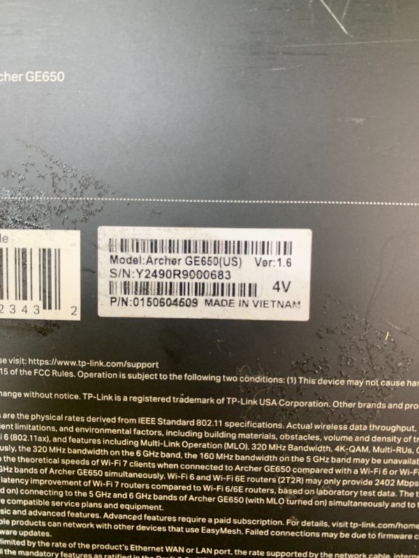 Photo 1 of TP-Link Tri-Band BE11000 Wi-Fi 7 Gaming Router Archer GE650 | 6-Stream 11 Gbps supports 320MHz | 2×5G + 3×2.5G Ports USB 3.0 | Game Acceleration, Dedicated Gaming Port & Panel, RGB Lighting|HomeShield