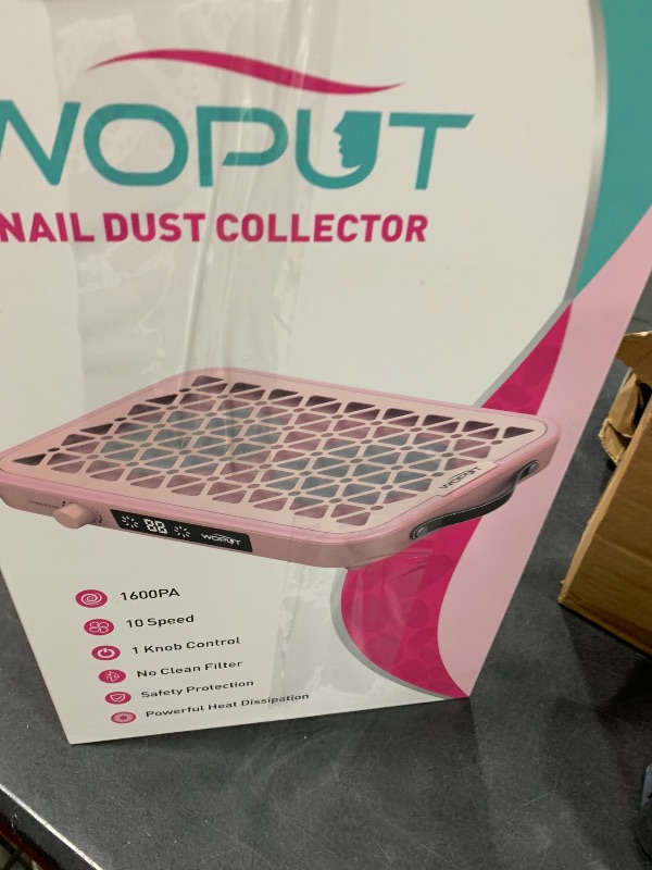 Photo 1 of Woput Nail Dust Collector, 1600PA Professional Nail Vacuum Dust Collector Fan with Filter Papers (30 Pcs) for Acrylic Nail Polishing & Manicure at Nail Salon & Home - Pink