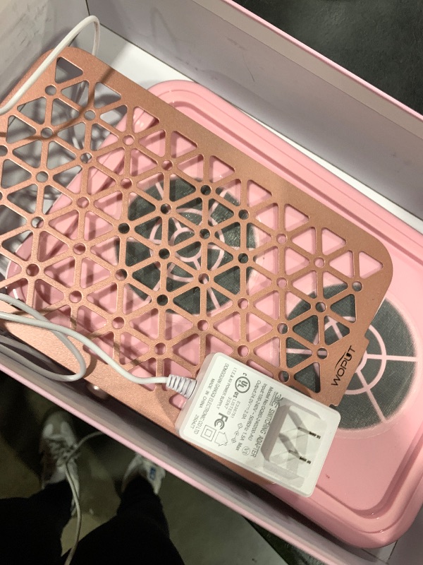 Photo 1 of Woput Nail Dust Collector, 1600PA Professional Nail Vacuum Dust Collector Fan with Filter Papers (30 Pcs) for Acrylic Nail Polishing & Manicure at Nail Salon & Home - Pink