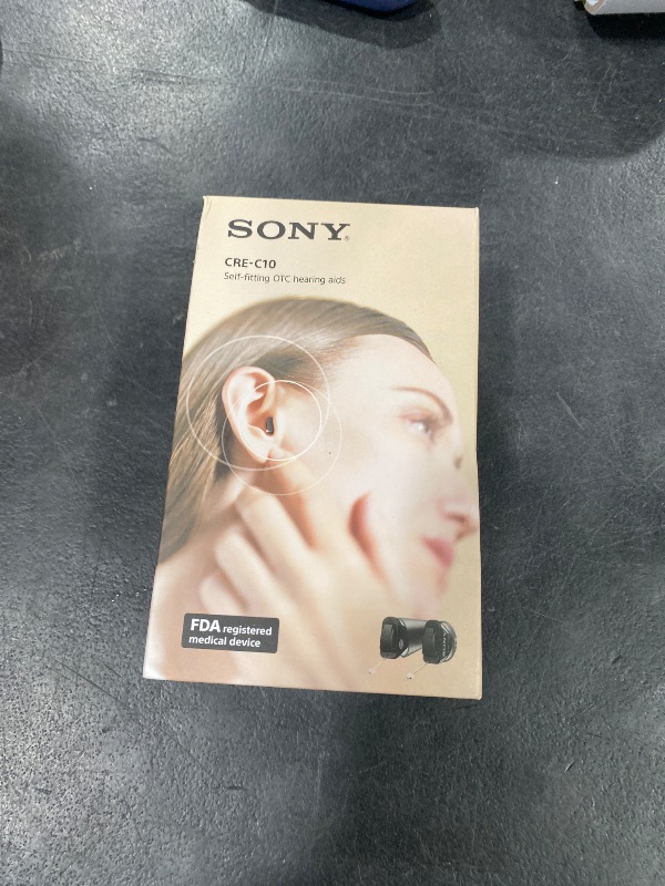 Photo 1 of Sony CRE-C10 Self-Fitting OTC Hearing Aids for Mild to Moderate Hearing Loss, Prescription-Grade Sound Quality, Compact Virtually Invisible Design, Customizable App, and Replaceable Batteries, Black