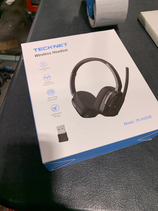 Photo 1 of TECKNET Wireless Headset with Mic for Work, V6.0 Bluetooth Headset with AI Noise-Cancelling Microphone & USB-A Dongle, 50H Playtime & Mute, On-Ear Headphones for PC, Laptop, Phone, Office & Trucker