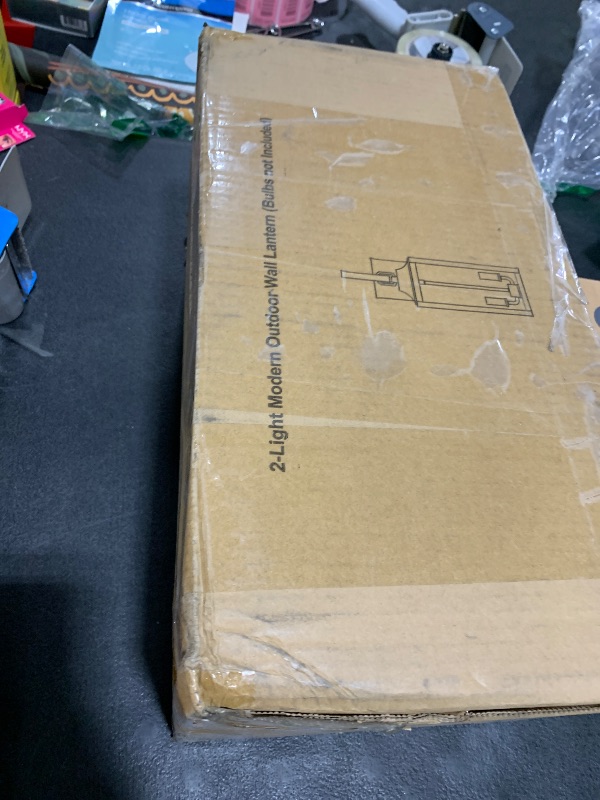 Photo 1 of Yolsunes 19" Gold Outdoor Wall Lantern 2-Light, Large Modern Wall Sconce Light Fixture, Industrial Porch Light with Glass, Waterproof Farmhouse Exterior Lamp (1 Pack)