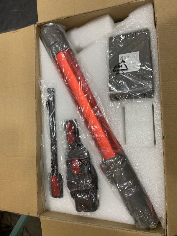 Photo 1 of WLOTPO Lightweight Stick Vacuum Cordless Rechargeable with Power Suction, Up to 35 Mins Runtime, Hardwood Floor Vacuum for Pet Hair, Carpets, Tile(Gray Red)