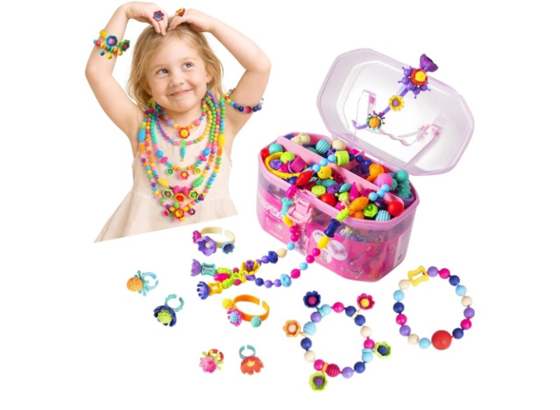 Photo 1 of BIRANCO. Pop Beads, Jewelry Making Kit - Arts and Crafts for Girls 3-7 Years Old, Snap Beads Toys - Necklace, Bracelet, Ring Creative DIY Set - 520 pcs