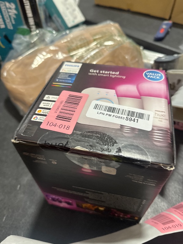 Photo 1 of Philips Hue Color 75W A19 Smart LED Bulb 2PK + Hue Bridge - White and Color Ambiance