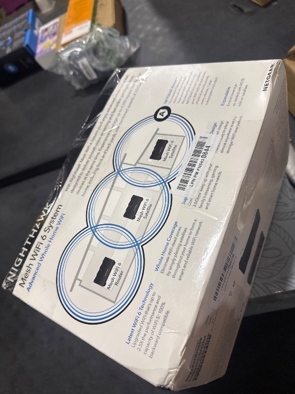 Photo 1 of NETGEAR Nighthawk Tri-Band Whole Home Mesh WiFi 6 System (MK73S) – Router + 2 Satellite Extenders - 3Gbps Speed - Coverage up to 4,500 sq. ft., 25 Devices - Includes 1-Year Armor – AX3000 802.11ax