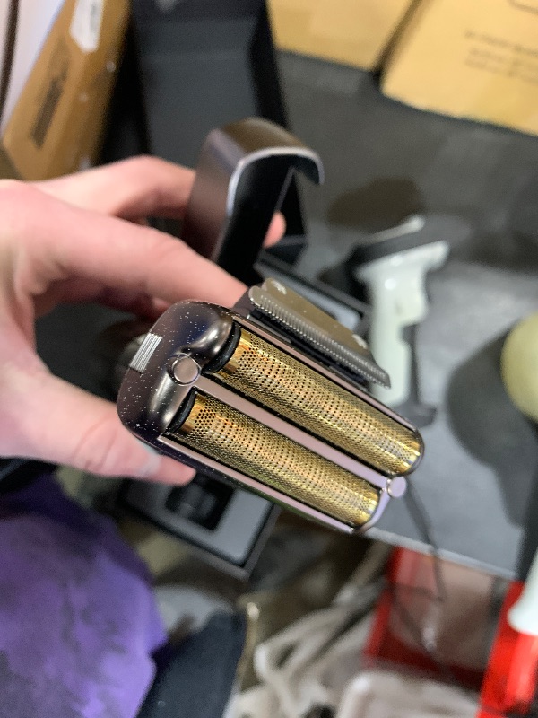 Photo 1 of PongTHUMB Electric Razor for Men with Pop-Up Trimmer: Rechargeable Cordless Foil Shaver for Face - Wet/Dry/Anti-Slip Waterproof Shavers with LED Display - Metal Handheld Design Light Gray