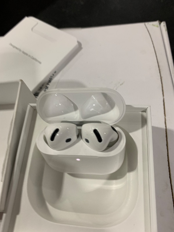 Photo 1 of Apple AirPods 4 Wireless Earbuds, Bluetooth Headphones, Personalized Spatial Audio, Sweat and Water Resistant, USB-C Charging Case, H2 Chip, Up to 30 Hours of Battery Life, Effortless Setup for iPhone