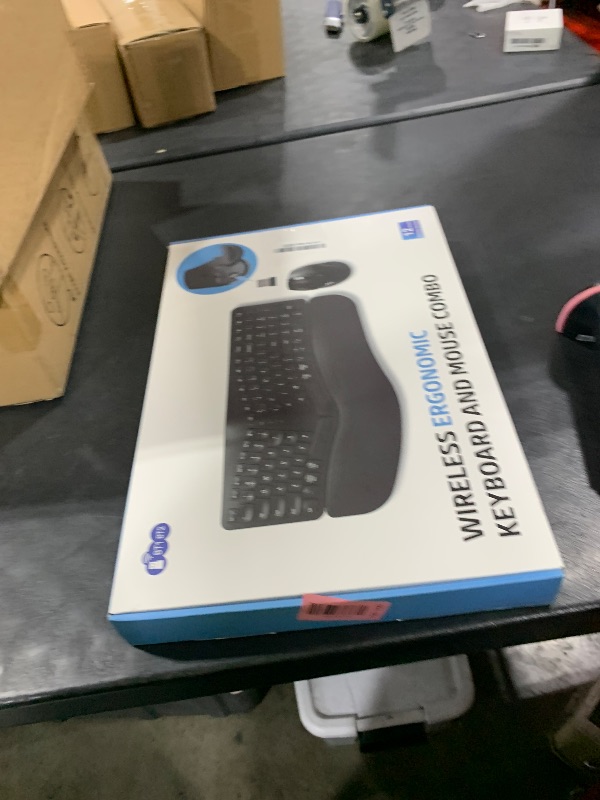 Photo 1 of MK960 Ergonomic Wireless Keyboard Mouse Combo, Bluetooth/2.4G Split Design Keyboard with Palm Rest and 4 Level DPI Adjustable Wireless Mouse Multi-Device, Rechargeable, for Windows/Mac/Android