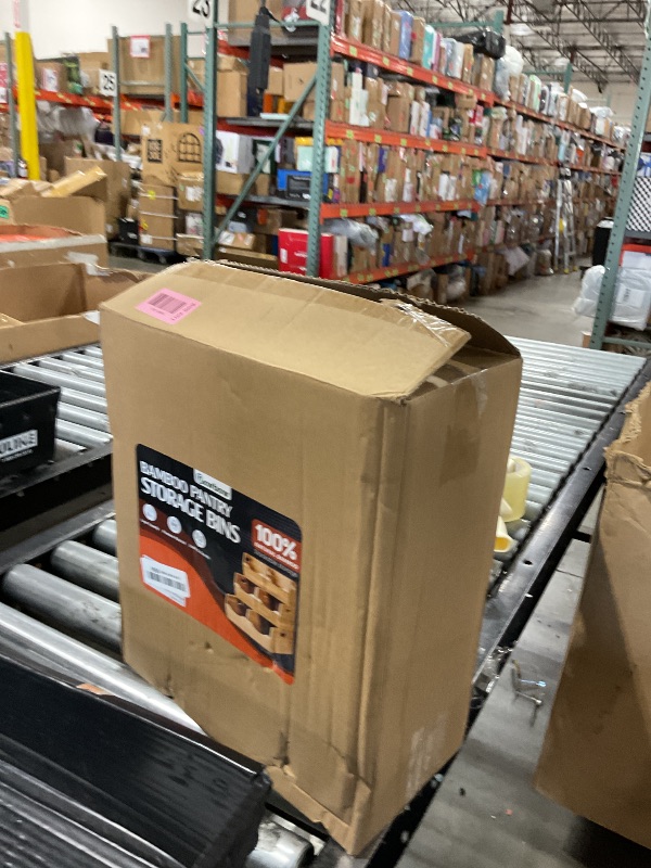 Photo 1 of [Upgraded] 3-tier Stackable Bamboo Pantry Storage Bins, Potato and Onion Storage Baskets with Handles, Removable Divider, Pantry Organizer Holder for Kitchen, Office, Cabinet, Fruit Storage